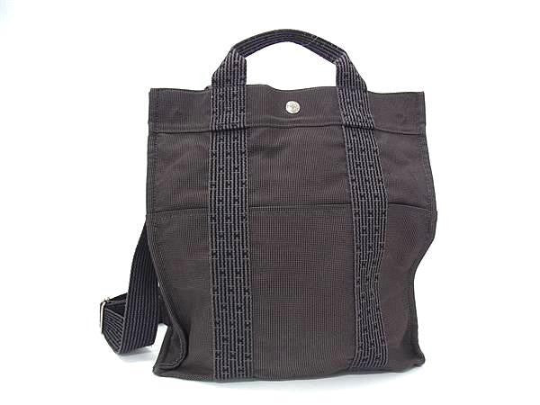 HERMES エルメス リュックサック エールライン アドMM グレー系 キャンバス ユニセックス シルバー金具 美品