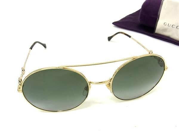 GUCCI グッチ サングラス ホースビット GG0878S 001 ゴールド ブラウン系 メタル プラスチック レディース 超美品