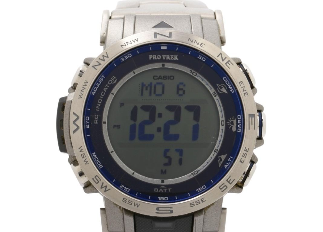 CASIO カシオ 時計 PRO TREK プロトレック Climber Line PRW-31YT-7JF ブラック シルバー系 樹脂／ステンレススチール チタンバンド メンズ デジタル 美品