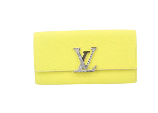 LOUIS VUITTON ルイヴィトン 長財布 ポルトフォイユ カプシーヌ N89197 トニックレモン（イエロー）系 トリヨンレザー レディース 二つ折り シルバー金具 超美品