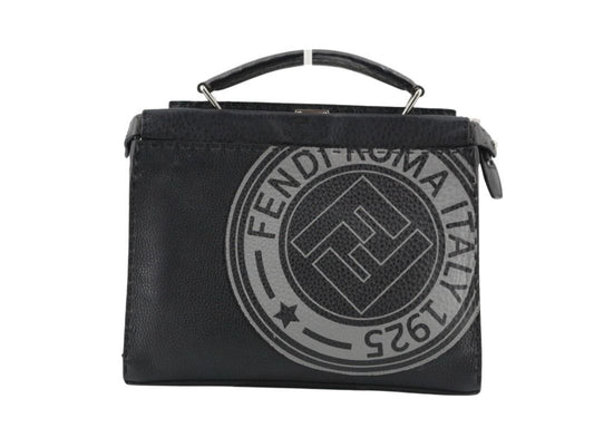 FENDI フェンディ ハンドバッグ ピーカブー セレリア 7VA422 ブラック系 レザー ユニセックス 2WAY ショルダーバッグ シルバー金具 美品