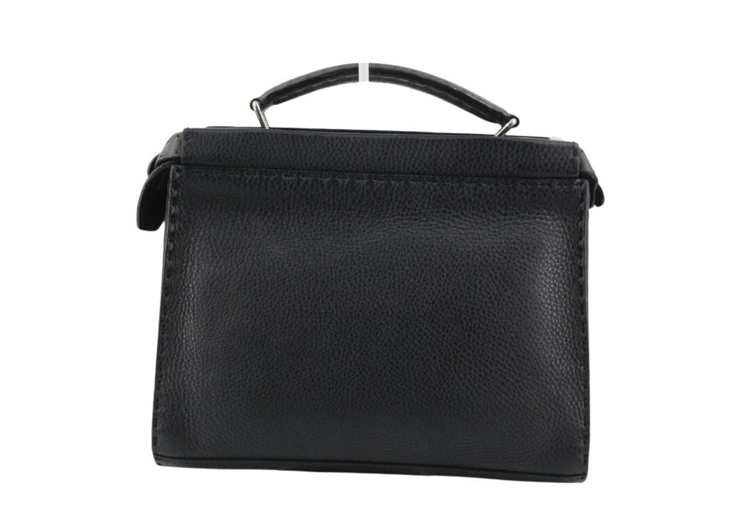 FENDI フェンディ ハンドバッグ ピーカブー セレリア 7VA422 ブラック系 レザー ユニセックス 2WAY ショルダーバッグ シルバー金具 美品