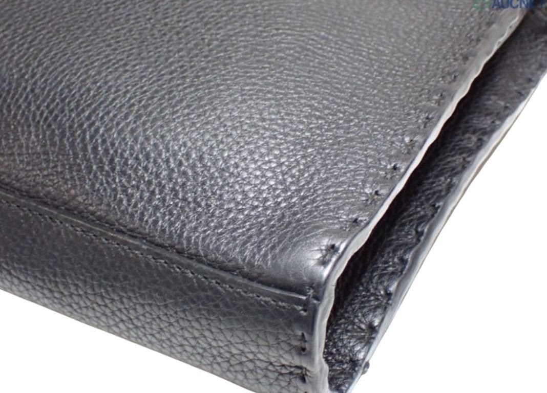FENDI フェンディ ハンドバッグ ピーカブー セレリア 7VA422 ブラック系 レザー ユニセックス 2WAY ショルダーバッグ シルバー金具 美品