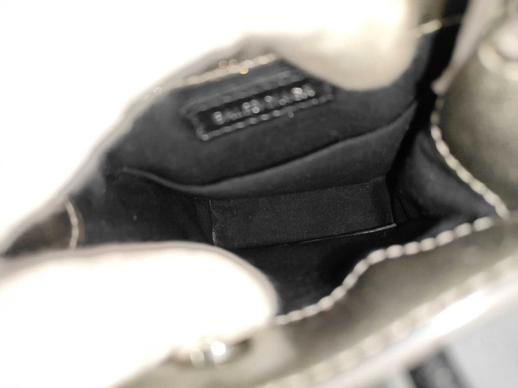 BALENCIAGA バレンシアガ ショルダーバッグ ショッピング フォンホルダー 593826 ゴールド系 ブラック コーティングレザー レディース スマホショルダー 美品