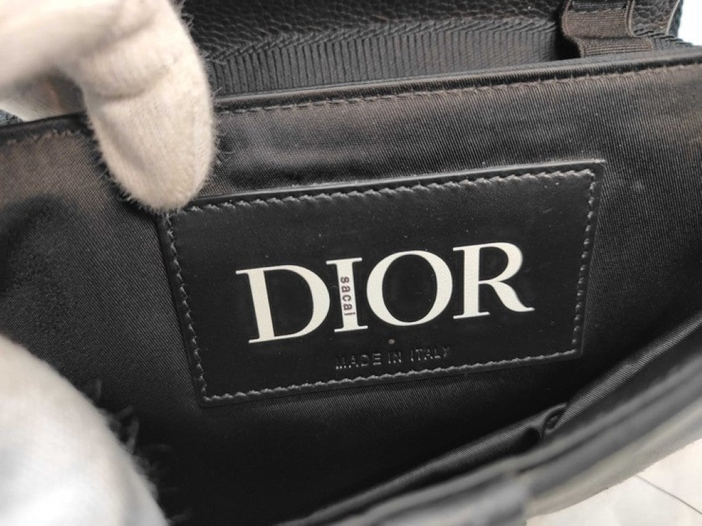 Dior ディオール ショルダーバッグ sacai サドル ミニバッグ ブラック系 ナイロン レザー レディース 美品