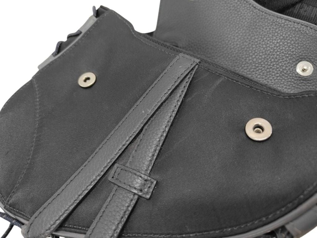 Dior ディオール ショルダーバッグ sacai サドル ミニバッグ ブラック系 ナイロン レザー レディース 美品