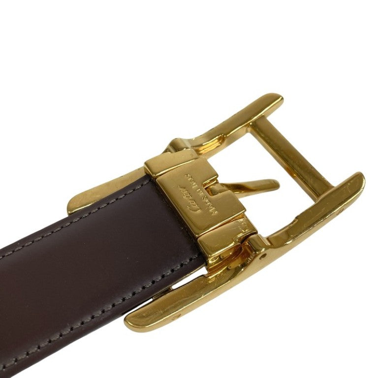 Cartier カルティエ ベルト タンク アメリカン ブラック ブラウン系 レザー ユニセックス リバーシブル ゴールド金具