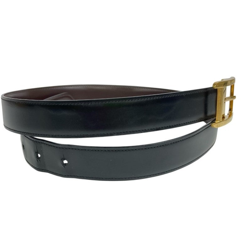 Cartier カルティエ ベルト タンク アメリカン ブラック ブラウン系 レザー ユニセックス リバーシブル ゴールド金具