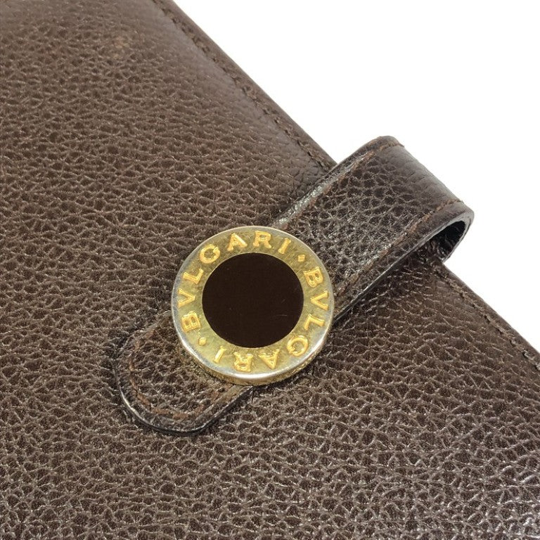 BVLGARI ブルガリ 手帳カバー ブルガリブルガリ ブラウン系 レザー ユニセックス システム手帳 6穴 ゴールド金具