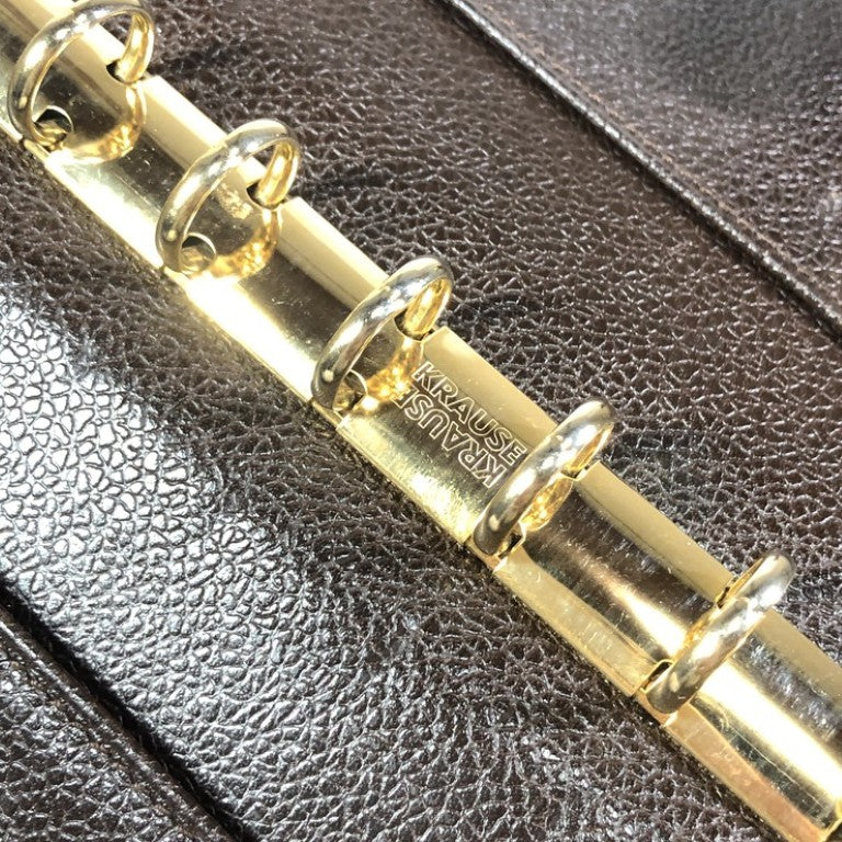 BVLGARI ブルガリ 手帳カバー ブルガリブルガリ ブラウン系 レザー ユニセックス システム手帳 6穴 ゴールド金具