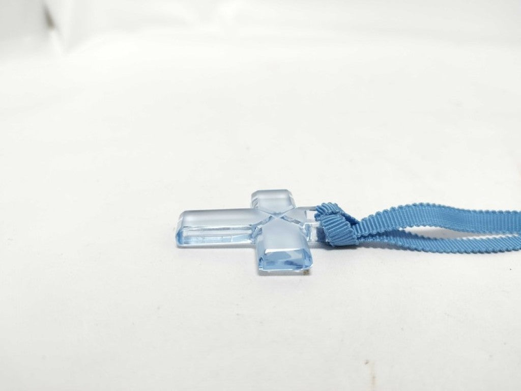 Baccarat バカラ ネックレス クロスモチーフ クリアブルー系 クリスタル レディース 美品