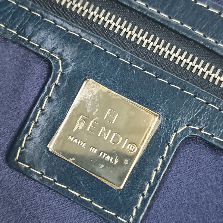 FENDI フェンディ ハンドバッグ ズッカ マンマバケット 2321 26725 グレー系 ネイビー系 キャンバス レザー レディース ショルダーバッグ シルバー金具 美品
