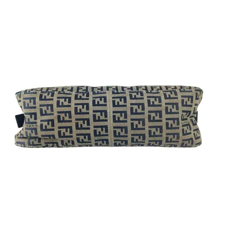 FENDI フェンディ ハンドバッグ ズッカ マンマバケット 2321 26725 グレー系 ネイビー系 キャンバス レザー レディース ショルダーバッグ シルバー金具 美品