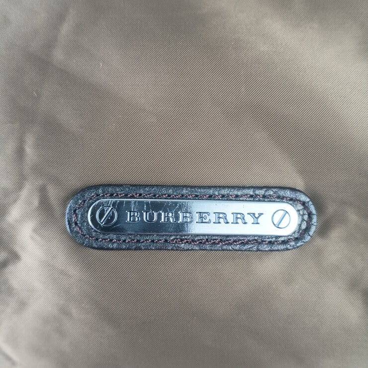 BURBERRY バーバリー ハンドバッグ ワンショルダーバッグ ブロンズ系 ナイロン レザー レディース 美品