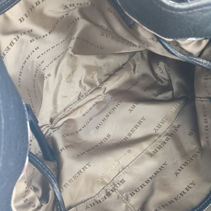 BURBERRY バーバリー ハンドバッグ ワンショルダーバッグ ブロンズ系 ナイロン レザー レディース 美品