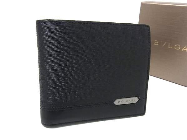 BVLGARI ブルガリ 二つ折り財布 セルペンティ スカリエ マン 280899 ブラック系 レザー メンズ 美品