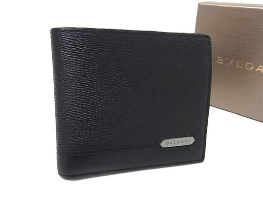 BVLGARI ブルガリ 二つ折り財布 セルペンティ スカリエ マン 280899 ブラック系 レザー メンズ 美品