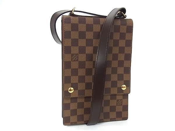 LOUIS VUITTON ルイヴィトン ショルダーバッグ ダミエ ポートベロー N45271 エベヌ(ブラウン系) PVC レザー メンズ ゴールド金具 美品
