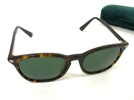 GUCCI グッチ サングラス アジアンフィット GG0154SA ブラウン系 プラスチック ユニセックス インターロッキングG Bee 蜂 べっ甲調 ゴールド金具 美品