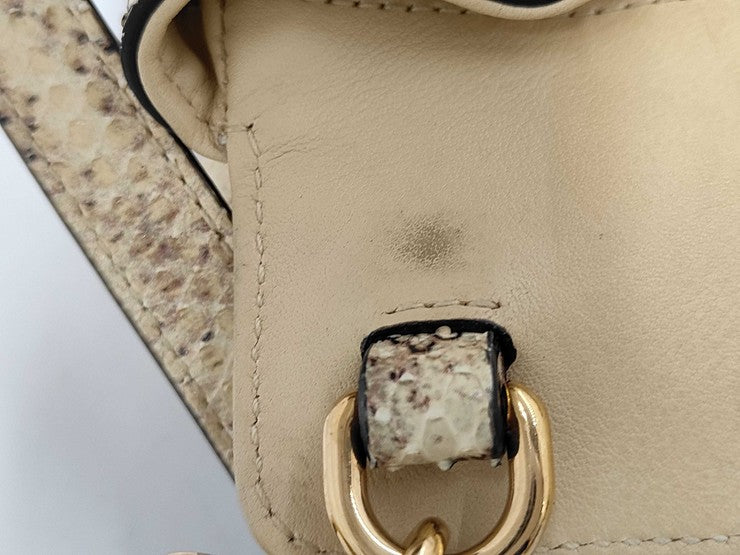 GUCCI グッチ ハンドバッグ バンブー 655657 ベージュ系 ブラウン パイソン レザー ストロー レディース 2WAY ショルダーバッグ 日本限定 ゴールド金具 美品