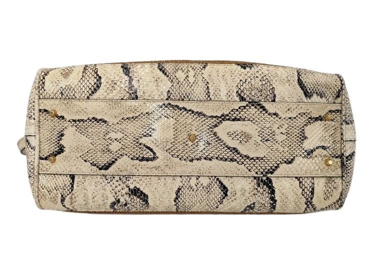 GUCCI グッチ ハンドバッグ バンブー 655657 ベージュ系 ブラウン パイソン レザー ストロー レディース 2WAY ショルダーバッグ 日本限定 ゴールド金具 美品
