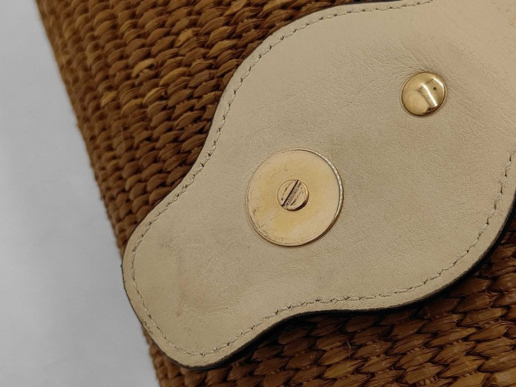 GUCCI グッチ ハンドバッグ バンブー 655657 ベージュ系 ブラウン パイソン レザー ストロー レディース 2WAY ショルダーバッグ 日本限定 ゴールド金具 美品