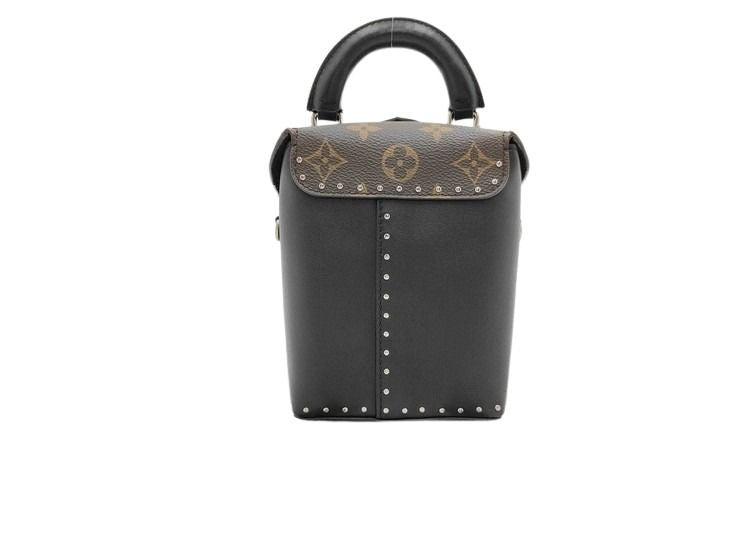 LOUIS VUITTON ルイヴィトン ハンドバッグ カメラボックス ブラウン ブラック系 モノグラム レザー メンズ 2WAY ショルダーバッグ スタッズ シルバー金具 美品