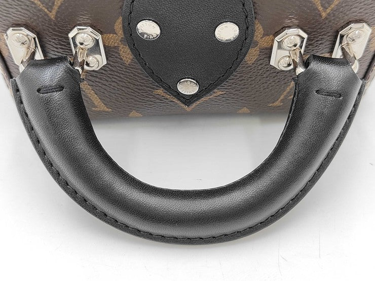 LOUIS VUITTON ルイヴィトン ハンドバッグ カメラボックス ブラウン ブラック系 モノグラム レザー メンズ 2WAY ショルダーバッグ スタッズ シルバー金具 美品