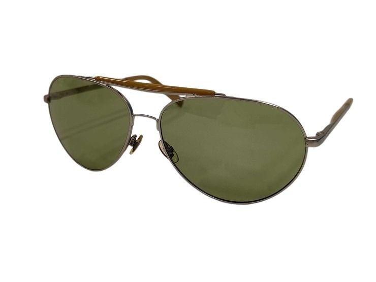 GUCCI グッチ サングラス GG1905/S グリーン系 シルバー メタル リザード型押しレザー メンズ ティアドロップ 美品
