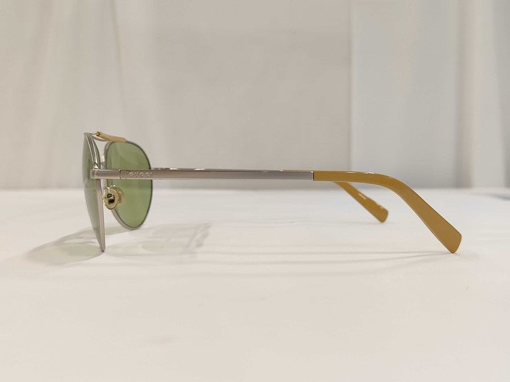 GUCCI グッチ サングラス GG1905/S グリーン系 シルバー メタル リザード型押しレザー メンズ ティアドロップ 美品