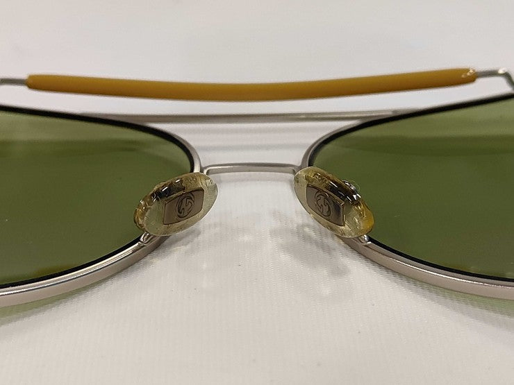GUCCI グッチ サングラス GG1905/S グリーン系 シルバー メタル リザード型押しレザー メンズ ティアドロップ 美品