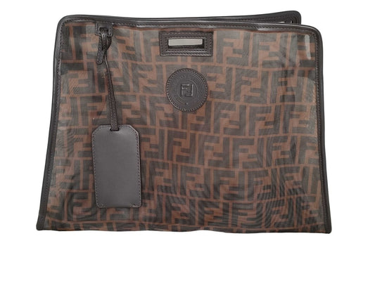 FENDI フェンディ バッグカバー ピーカブー ディフェンダー ミディアム 7AR718 ブラウン メッシュ レザー レディース ズッカ柄 美品