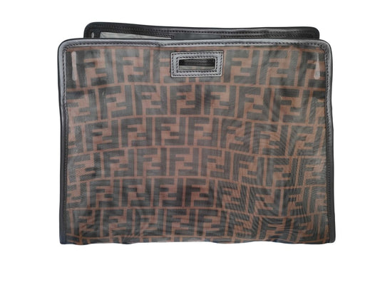 FENDI フェンディ バッグカバー ピーカブー ディフェンダー ミディアム 7AR718 ブラウン メッシュ レザー レディース ズッカ柄 美品