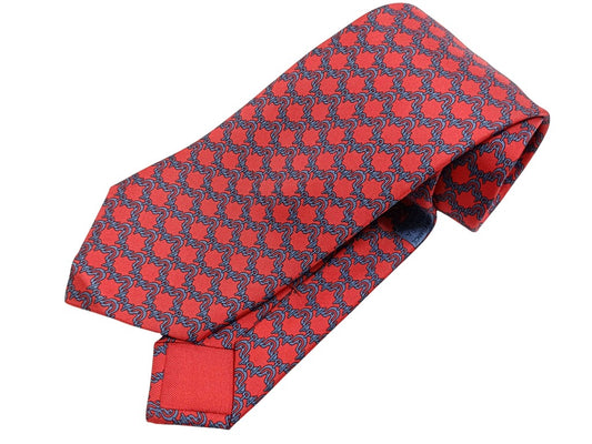 HERMES エルメス ネクタイ レッド ブルー シルク100％ メンズ 新品未使用展示品