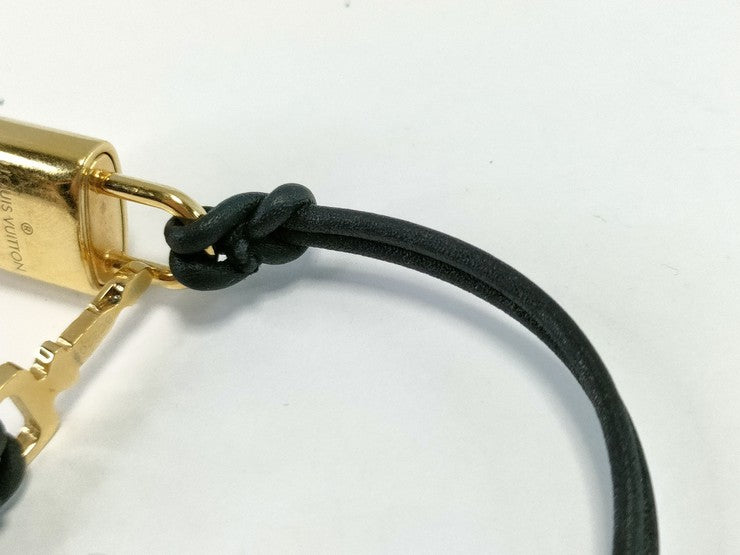 LOUIS VUITTON ルイヴィトン ブレスレット ブラスレ LV パドロック M8138F ゴールド ブラック レザー×メタル レディース ゴールド金具