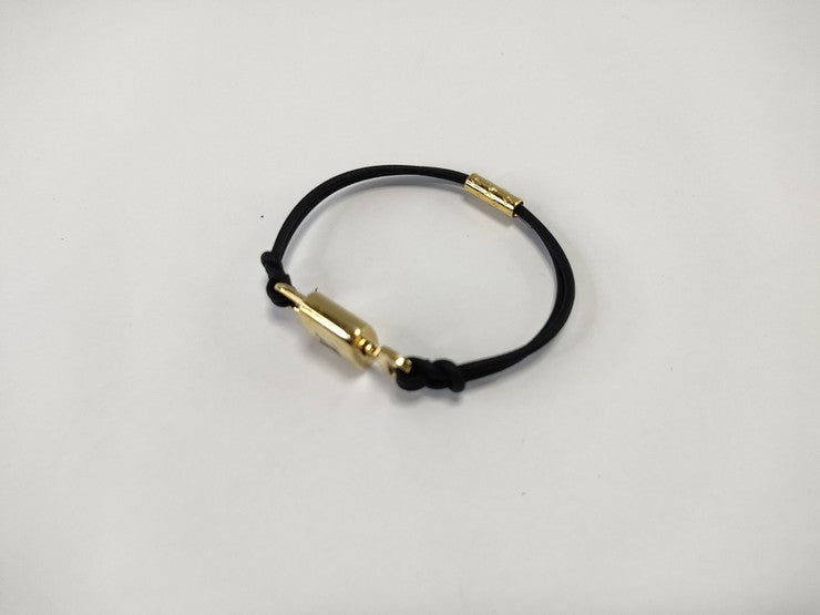 LOUIS VUITTON ルイヴィトン ブレスレット ブラスレ LV パドロック M8138F ゴールド ブラック レザー×メタル レディース ゴールド金具