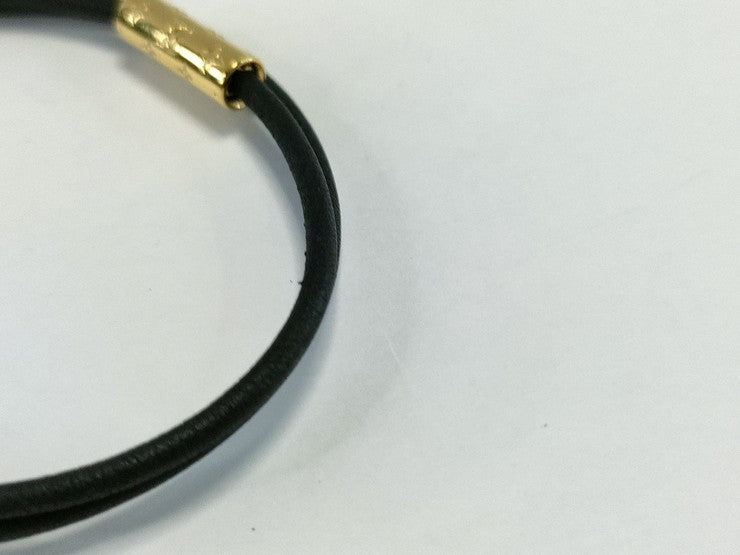 LOUIS VUITTON ルイヴィトン ブレスレット ブラスレ LV パドロック M8138F ゴールド ブラック レザー×メタル レディース ゴールド金具