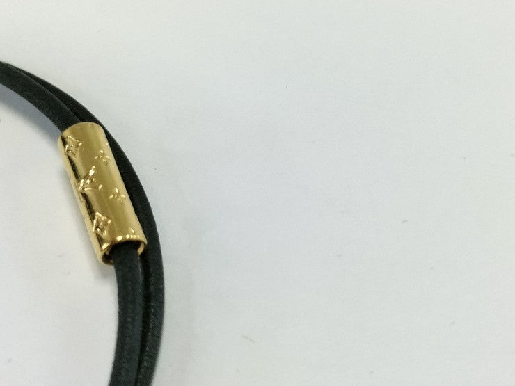 LOUIS VUITTON ルイヴィトン ブレスレット ブラスレ LV パドロック M8138F ゴールド ブラック レザー×メタル レディース ゴールド金具