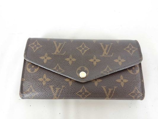 LOUIS VUITTON ルイヴィトン 長財布 ポルトフォイユサラ M62236 ブラウン×コクリコ モノグラム・キャンバス レディース フラップウォレット ゴールド金具