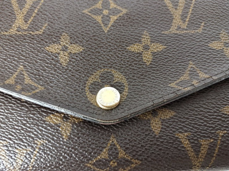 LOUIS VUITTON ルイヴィトン 長財布 ポルトフォイユサラ M62236 ブラウン×コクリコ モノグラム・キャンバス レディース フラップウォレット ゴールド金具