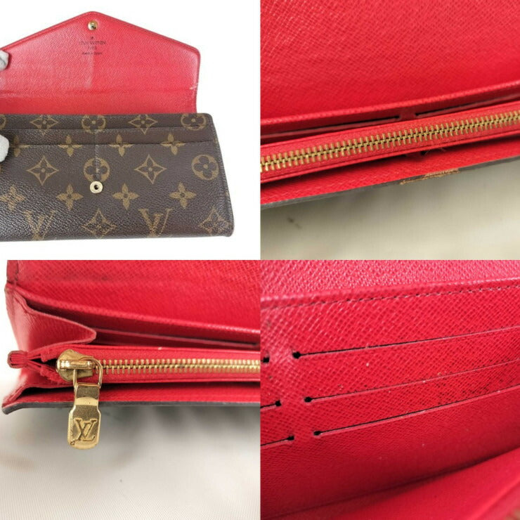 LOUIS VUITTON ルイヴィトン 長財布 ポルトフォイユサラ M62236 ブラウン×コクリコ モノグラム・キャンバス レディース フラップウォレット ゴールド金具