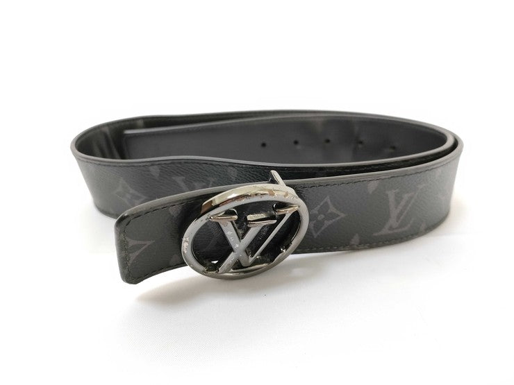 LOUIS VUITTON ルイヴィトン ベルト サンチュール LVサークル M0168V ブラック モノグラム エクリプス×レザー メンズ リバーシブル シルバー金具