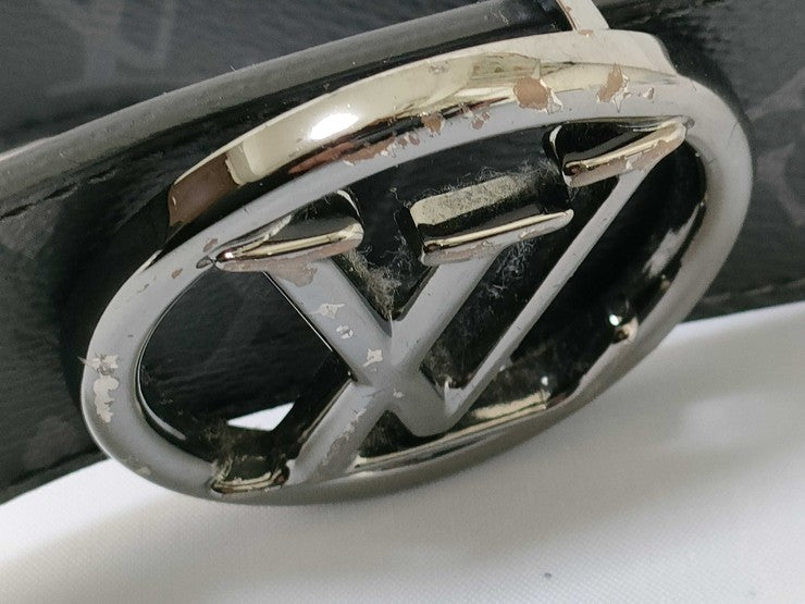 LOUIS VUITTON ルイヴィトン ベルト サンチュール LVサークル M0168V ブラック モノグラム エクリプス×レザー メンズ リバーシブル シルバー金具