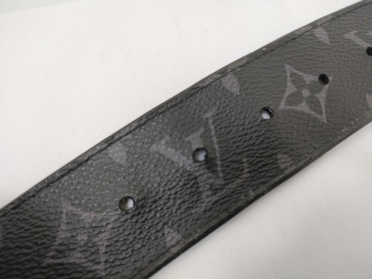 LOUIS VUITTON ルイヴィトン ベルト サンチュール LVサークル M0168V ブラック モノグラム エクリプス×レザー メンズ リバーシブル シルバー金具