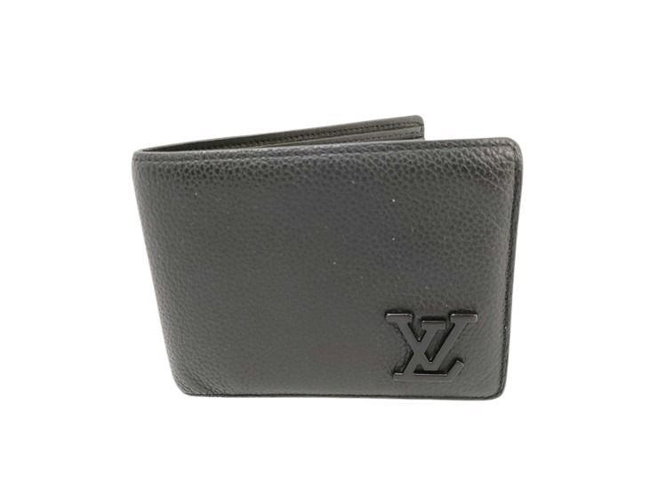 LOUIS VUITTON ルイヴィトン 二つ折り財布 ポルトフォイユ ミュルティプル M69829 ブラック アエログラム・レザー メンズ 札入れ