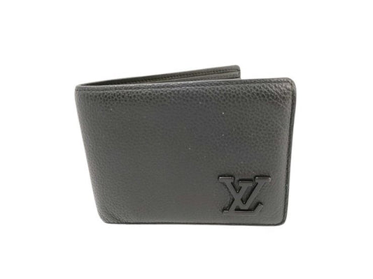 LOUIS VUITTON ルイヴィトン 二つ折り財布 ポルトフォイユ ミュルティプル M69829 ブラック アエログラム・レザー メンズ 札入れ