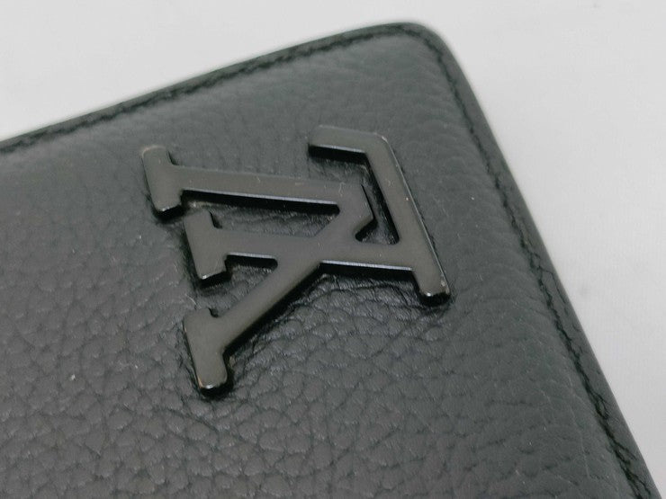 LOUIS VUITTON ルイヴィトン 二つ折り財布 ポルトフォイユ ミュルティプル M69829 ブラック アエログラム・レザー メンズ 札入れ