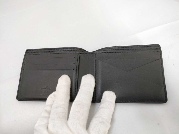 LOUIS VUITTON ルイヴィトン 二つ折り財布 ポルトフォイユ ミュルティプル M69829 ブラック アエログラム・レザー メンズ 札入れ