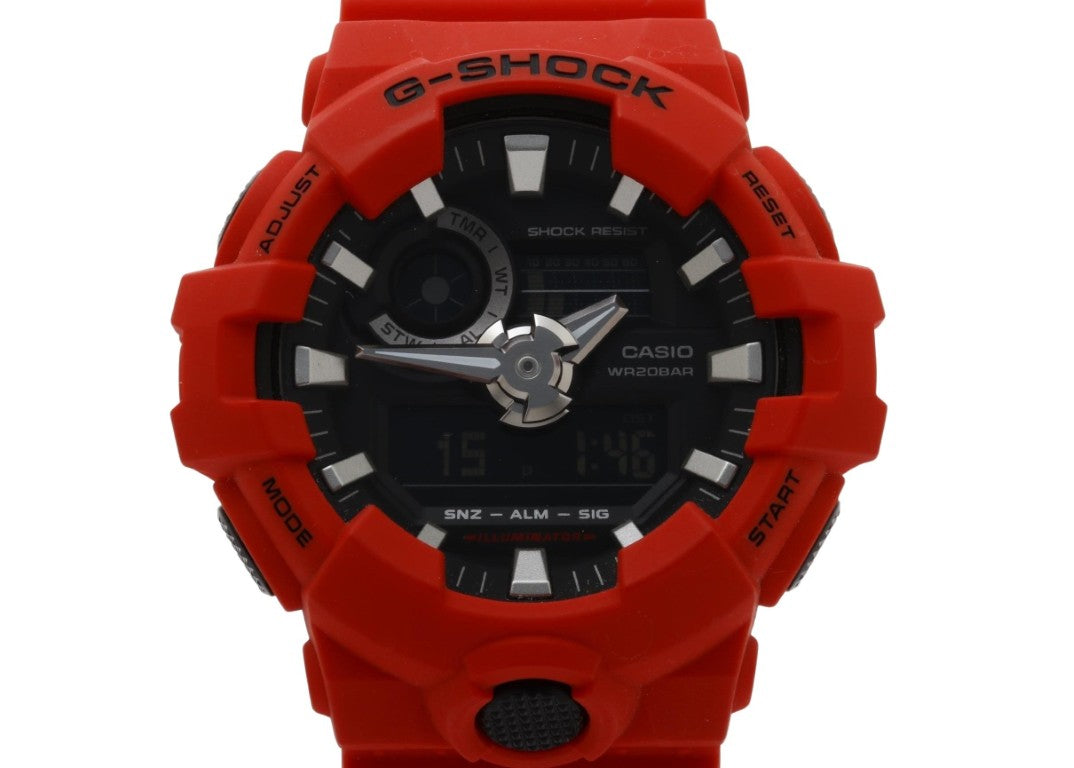 CASIO カシオ 時計 G-SHOCK ANALOG-DIGITAL GA-700 SERIES GA-700-4AJF ブラック レッド系 樹脂 メンズ アナデジ 美品