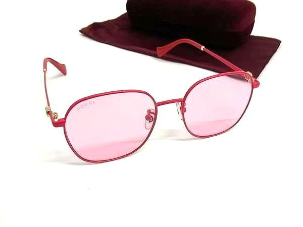 GUCCI グッチ サングラス アジアンフィット GG1142SA レッド系 ピンク系 メタル プラスチック レディース GGマーモント 超美品